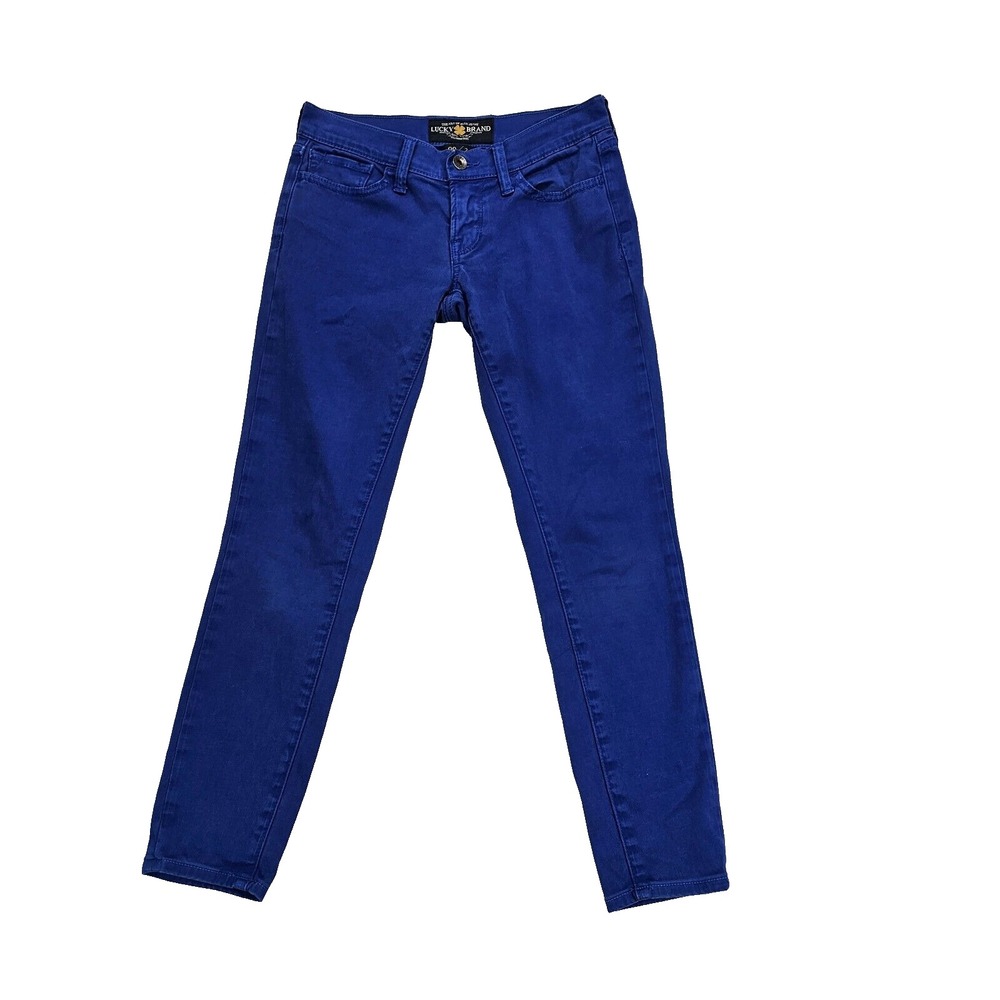 Lucky Brand‎ Jeans Women's 00/24 Charlie Capri ROYAL BLUE Stretch Pants Cropped